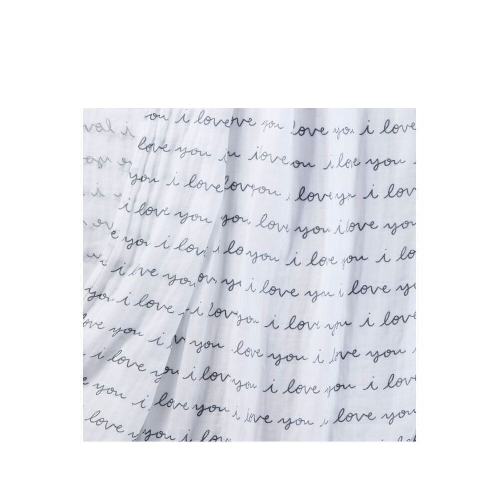 Cloud Island™ White Muslin Swaddle Blanket I love You